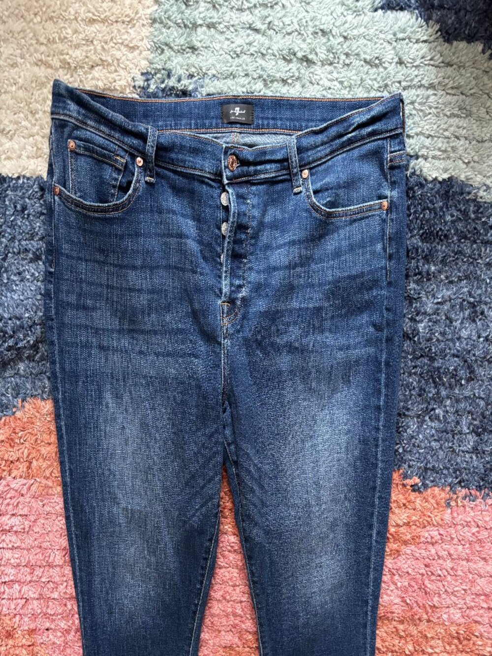 7 For All Mankind Button Fly Skinny Jeans